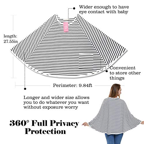 Baby Nursing Cover & Nursing Poncho - Multi Use Cover for Baby Car Seat Canopy, Shopping Cart Cover, Stroller Cover, 360° Full Privacy Breastfeeding Coverage, Baby Shower Gifts for Boy&Girl