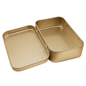 4 Pack Tin Box Containers 3.7 x 2.4 x 0.8 Inch Metal Tins Storage Box with Hinge Lids, for Home Storage, Outdoor Active Storage Containers, Home Organizer Small Tins, Gold