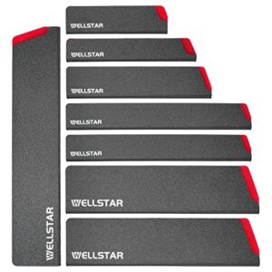 wellstar knife edge guards set, 8 piece universal blade covers, bpa free abs protective blade sheaths, non-scratch felt lining kitchen knives covers (knives not included)