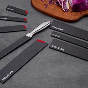 WELLSTAR Knife Edge Guards Set, 8 Piece Universal Blade Covers, BPA Free ABS Protective Blade Sheaths, Non-Scratch Felt Lining Kitchen Knives Covers (Knives not included)