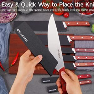 WELLSTAR Knife Edge Guards Set, 8 Piece Universal Blade Covers, BPA Free ABS Protective Blade Sheaths, Non-Scratch Felt Lining Kitchen Knives Covers (Knives not included)