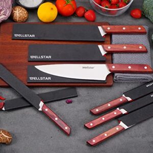 WELLSTAR Knife Edge Guards Set, 8 Piece Universal Blade Covers, BPA Free ABS Protective Blade Sheaths, Non-Scratch Felt Lining Kitchen Knives Covers (Knives not included)