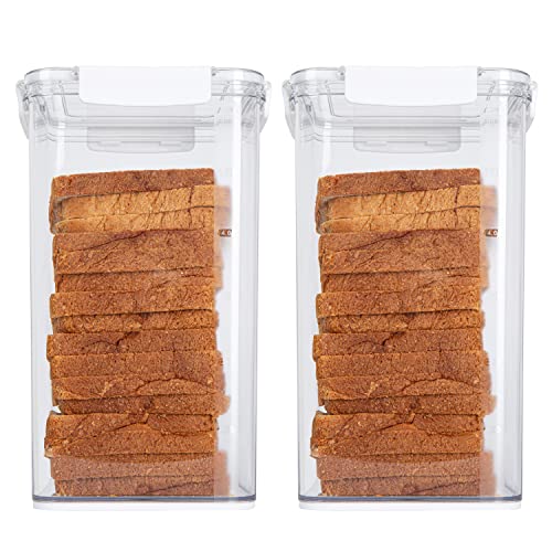 Baraiser Bread Box, Sandwich Size Bread Keeper, Bread Storage Container with Airtight Lid, Pack of 2