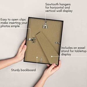 Americanflat 8.5x11 Thin Picture Frame in Black with Shatter Resistant Glass - Horizontal and Vertical Formats for Wall and Tabletop