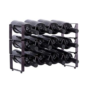 ycoco wine rack,3 tier stackable freestanding countertop wine holder can hold 12 bottles wine,space saver for wine cabinet and counter storage,for champagne and red white wines