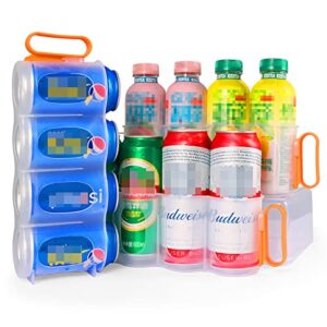 portable soda can organizer for refrigerator,vertical fridge soda can organizer,clear drink dispenser for fridge with removeable handle,great for neatly storing soda,beer and favorite drinks(3 pcs)