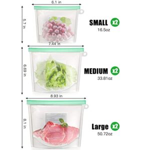 【Upgrade】Cadrim Reusable Extra Thick Silicone Food Storage Bags - 6 Packs Zipper Freezer Bags For Marinate Meats Sandwich, Snack, Cereal,Fruit Meal Prep, Leakproof, Dishwasher-Safe Lunch Storage Bags