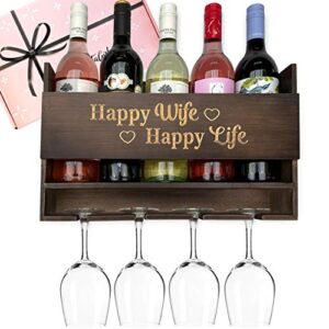 giftagirl unique gifts for wife from husband this christmas – funny wine gifts from husband like our happy life happy wife racks are ideal wine gifts for women funny, and arrive beautifully gift boxed