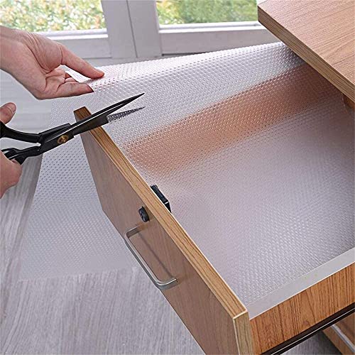 Bloss Shelf Liner Cabinet Pad Refrigerator Mat Table Mat Non Adhesive EVA Washable Drawer Liner for Kitchen Home (Clear, 17.7 ×59 Inch)