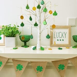 Bunny Chorus 48pcs St Patricks Day Decorations Shamrock Ornaments and Gold Coins for Tree, Good Luck Clover Coins Hanging Decorations for Home School Office Irish Festival Party Supplies, 4 Style