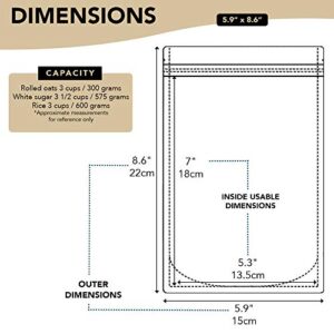 Yuugen Products Kraft Stand-Up Pouch Bags with Clear Window, Zip Lock, and Tear Notch - Reusable, Heat-Sealable | Storage for Food, Non-Food Items, Home and Business - 50 Pcs (5.9" x 8.6")