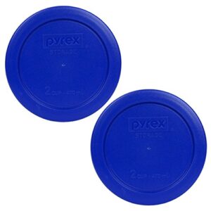 pyrex 7200-pc 2 cup cadet blue round plastic food storage lid – 2 pack