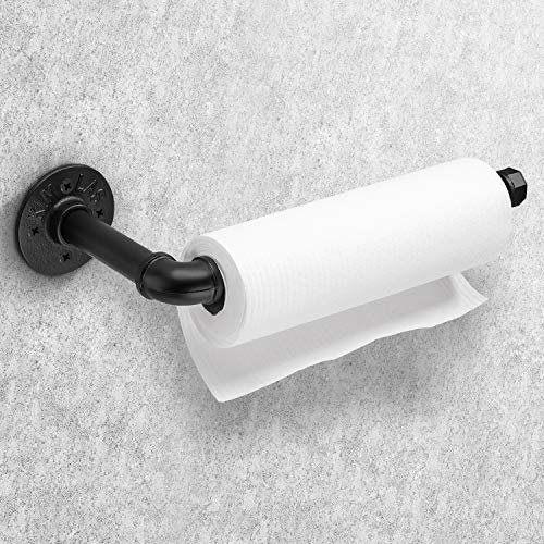 Industrial Pipe Kitchen Paper Towel Holder,Elibbren Heavy Duty DIY Industrial Rustic Wall Mount Paper Towel Ract for Kitchen Bathroom, 1 Pack