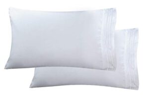 elegant comfort luxury ultra-soft 2-piece pillowcase set 1500 thread count egyptian quality microfiber double brushed-wrinkle resistant, king size, white