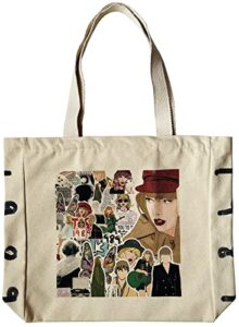 haohakka canvas tote bag aesthetic cute school tote with zipper pockets valentines christmas music gifts for women girls – taylor swift