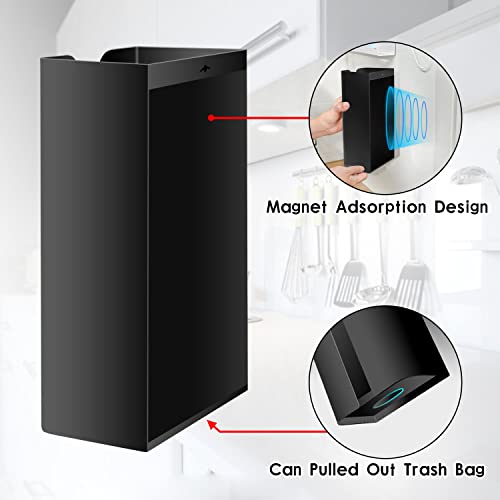 Hcmaesun Magnetic Tissue Holder Glove Dispenser Holder and Trash Bag Holder for Kitchen, Holds Boxes of Tissues, Trash Bag, Gloves, Mount onto Fridge Kitchens or in Garages, Workshops, Black