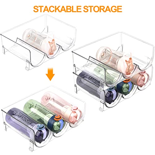 Tiawudi 2 Pack Water Bottle Organizer, Stackable Bottle Holder Rack, Water, Wine, and Drink Organizer Shelf for Cabinet, Kitchen Countertop, Pantry and Fridge