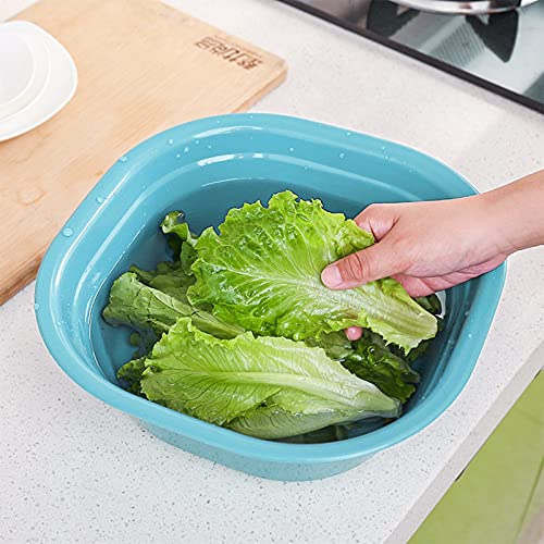 Peohud 6 Pack Plastic Wash Basin, 8 Quart Stackable Camping Wash Basin Tub, Square Vegetable Fruit Wash Pan for Home Kitchen Outdoor Indoor, 12" L x 12" W x 4.5" H