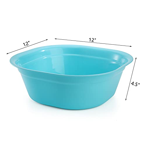 Peohud 6 Pack Plastic Wash Basin, 8 Quart Stackable Camping Wash Basin Tub, Square Vegetable Fruit Wash Pan for Home Kitchen Outdoor Indoor, 12" L x 12" W x 4.5" H