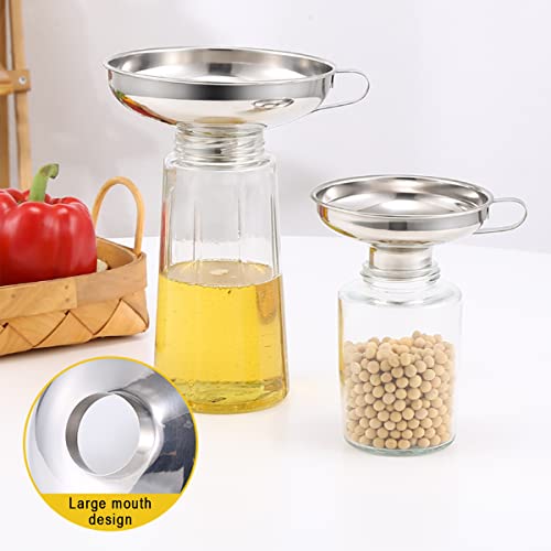 Canning Funnel for Kitchen Use, Wide Mouth Funnel for Mason Jars, Large Canning Funnels for Filling Bottles, Stainless Steel Food Funnel Set