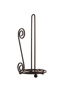 spectrum diversified scroll holder for kitchen countertops, bars & dining tables, steel paper towel stand, fits standard & jumbo rolls, hammered bronze