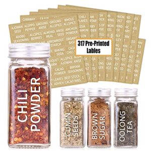 SWOMMOLY 48 Glass Spice Jars with 703 Spice Labels, Chalk Marker and Funnel Complete Set. 48 Square Glass Jars 4OZ, Airtight Cap, Pour/sift Shaker Lid