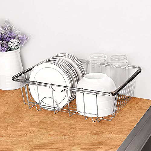 NDYKWL 3-in-1 Dish Drying Rack, Dish Drainer in Sink, Dish Rack Over The Sink or On Counter , Rustproof, Easy to Clean, Save Counter Space for Kitchen