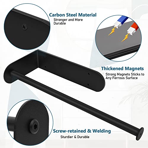 Magnetic Paper Towel Holder,Togbcee 12" Multifunctional Ktchen Towel Rolls Bar with Strong Magnet Backing-Stable Stick to Any Ferrous Surface-Fit Refrigerator,Grill etc. (Carbon Steel Black)