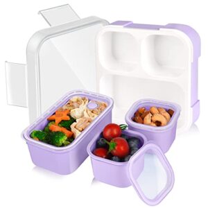 genteen bento box for kids, toddler lunch box for daycare small kids snack containers with lids portion control containers for toddler kids girls boys leak-proof set bpa free