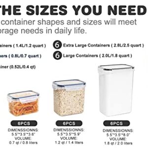 Airtight Food Storage Containers Set, RAZCC 32 PACK Cereal Storage Containers for Kitchen and Pantry Organization BPA Free Kitchen Canisters for Cereal, Rice, Flour & Oats, Free Marker and Labels