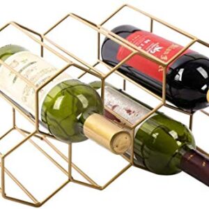 Modern Contemporary Rustic Minimalist Gold Color Free Standing Sturdy 9 Bottle Countertop Table Top Wine Rack Wine Holder Wine Storage with No Assembly Required