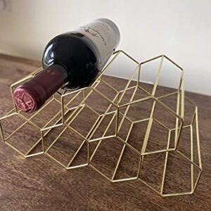 Modern Contemporary Rustic Minimalist Gold Color Free Standing Sturdy 9 Bottle Countertop Table Top Wine Rack Wine Holder Wine Storage with No Assembly Required