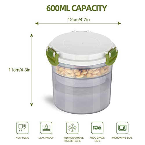 Genteen Overnight Oats Containers with Lids, Yogurt Parfait Cups with Lids Snack Containers with Topping Cereal or Overnight Oats Container Ideal for Meal Prep Breakfast Protion Control 20OZ(Orange)