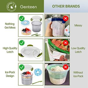 Genteen Overnight Oats Containers with Lids, Yogurt Parfait Cups with Lids Snack Containers with Topping Cereal or Overnight Oats Container Ideal for Meal Prep Breakfast Protion Control 20OZ(Orange)