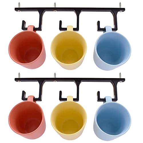 YYST Under Cabinet Mug Hanger Mug Holder Cup Holder Hanger Organizer Racks for Coffee Mugs, Tea Cups (2)