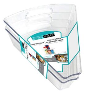 kitchen spaces kscl2s6-amz corner lazy susan pantry organizer, 2 pack, clear