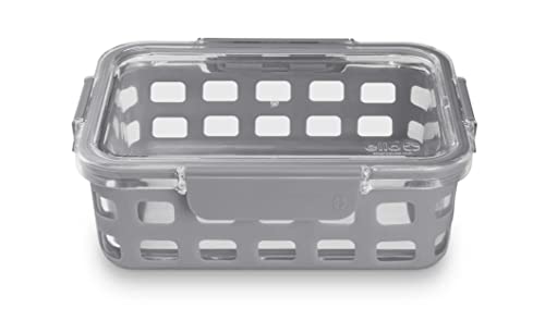 Ello DuraGlass BPA-Free Glass Food Storage Containers with Lids and Silicone Protection, 5 Cup, Gray
