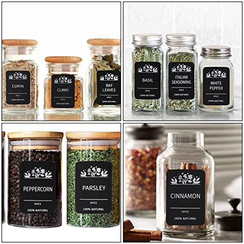 Tebery 360PCS Minimalist Preprinted Spice Jar Labels, Waterproof Spice Stickers Kitchen Pantry Labels, Organization for Jars Bottles Containers Bins(Black/White)