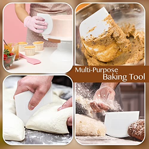 Plastic Bench Scraper for Baking - The Perfect Bowl Scraper, Dish Scraper, Bread Cutter, Dough Cutter, and Dough Scraper - Good Grip Pan Scraper for Kitchen Baking Tools 2 Piece, White - By RamPro