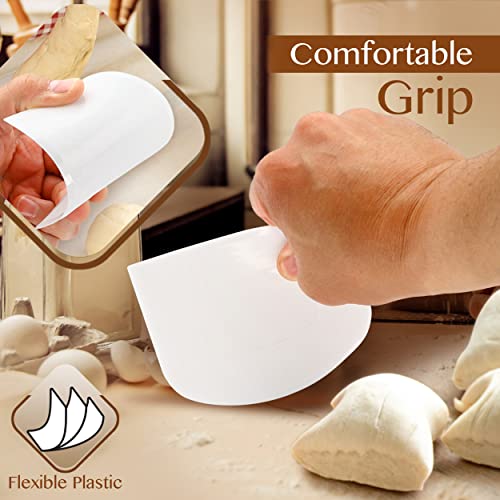 Plastic Bench Scraper for Baking - The Perfect Bowl Scraper, Dish Scraper, Bread Cutter, Dough Cutter, and Dough Scraper - Good Grip Pan Scraper for Kitchen Baking Tools 2 Piece, White - By RamPro