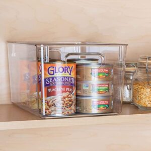 Homeries Pantry Organizer, Clear Storage Bins, for Kitchen, Pantry, Cabinets, for Storing Packets, Spices, Sauce, Snacks, Cans, Set of 4 11” x 8” x 6”