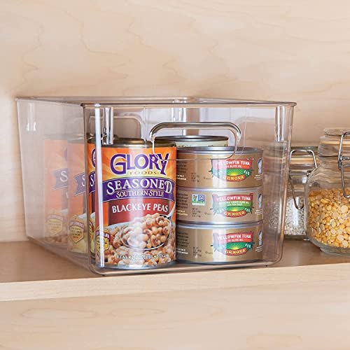 Homeries Pantry Organizer, Clear Storage Bins, for Kitchen, Pantry, Cabinets, for Storing Packets, Spices, Sauce, Snacks, Cans, Set of 4 11” x 8” x 6”