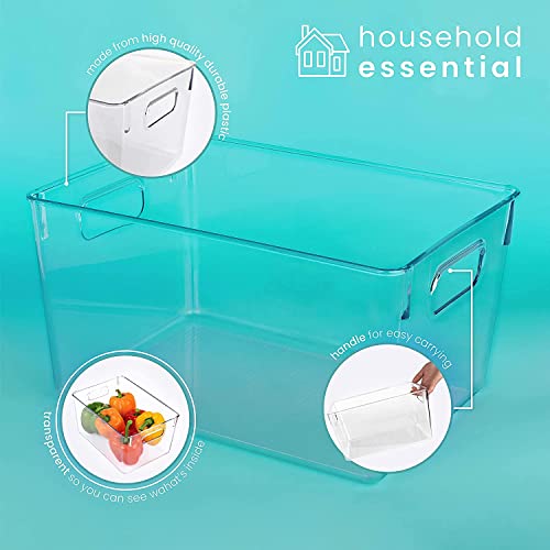 Homeries Pantry Organizer, Clear Storage Bins, for Kitchen, Pantry, Cabinets, for Storing Packets, Spices, Sauce, Snacks, Cans, Set of 4 11” x 8” x 6”