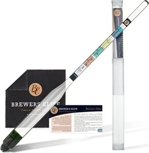 brewer’s elite hydrometer – for home brew beer, wine, mead and kombucha – deluxe triple scale set, hardcase and cloth – specific gravity abv tester