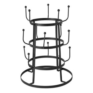 dii metal kitchen storage collection 3-tier mug tree stand, 9.5×12.75, vintage black