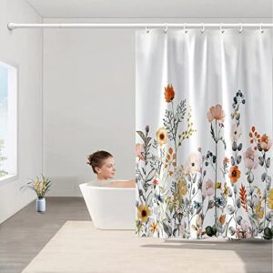 Niidder Floral Shower Curtain, Fabric Shower Curtain White Shower Curtain - 72" W x 72" L with 12 Hooks for Home Hotels Machine Washable Shower Bath Curtain, Waterproof Shower Curtain Lining