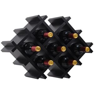 Giantex Set of 5 Wall Mount Wine Rack Set w/ Storage Shelves and Glass Holder (Black)