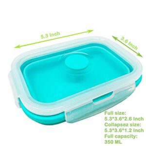 Set of 4 Collapsible Silicone Food Storage Container, Leftover Meal box For Kitchen, Bento Lunch Boxes, BPA Free, Microwave, Dishwasher and Freezer Safe. Foldable Design Saves Your Space.