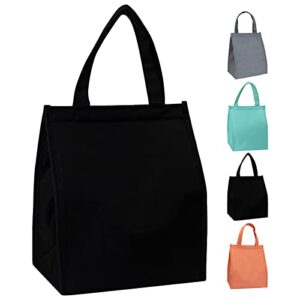 flagsky lunch bag for women men kids adults unisex,lunch box for office work school picnic ,waterproof reusable lunch tote bags travel soft cooler bag (1pcs black)