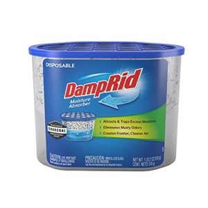 DampRid Disposable Moisture Absorber with Activated Charcoal, 18 oz., 3 Pack, Fragrance Free, Moisture Absorber & Odor Remover, Lasts Up To 60 Days, No Electricity Required